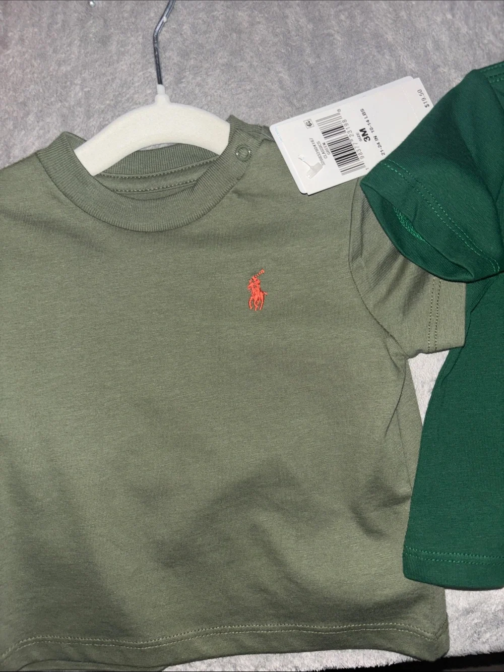 Ralph Lauren Olive Green Tee with Orange Pony Embroidery 3 pack bundle